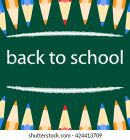 back to school background, blackboard with pencils