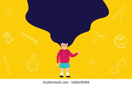 Back to school background as blank copy space text area illustration.