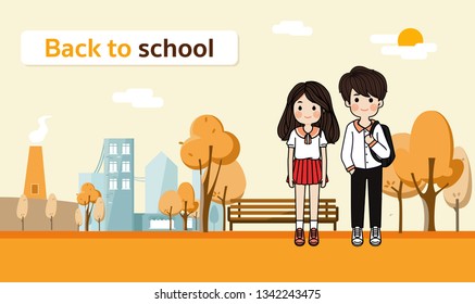 Back to school background with boy 