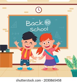 Back to School Background With Boy And Girl