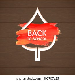 Back to School Background. Brush stroke and line leaf on ?halk board background