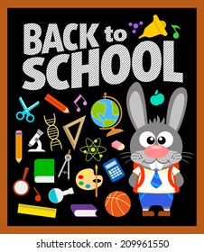 Back to school background with bunny vector