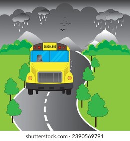 Back to school background with school bus .School bus vector. School vector with background. Vector illustration.