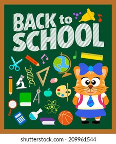Back to school background with cat vector