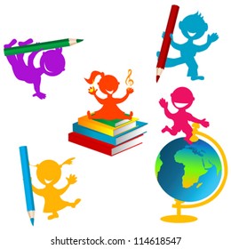 Back to school background with children and books