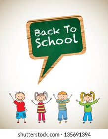 Back to school background with children vector illustration