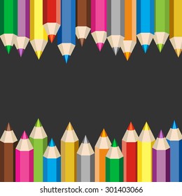 Back to school background. Color pencils vector illustration. Colorful crayons design element.