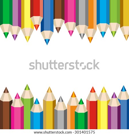 Back to school background. Color pencils vector illustration. Colorful crayons design element.