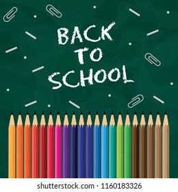 Back To School Background with colored Pencil