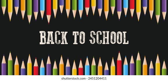 Back to school background with colored pencils. Vector illustration.