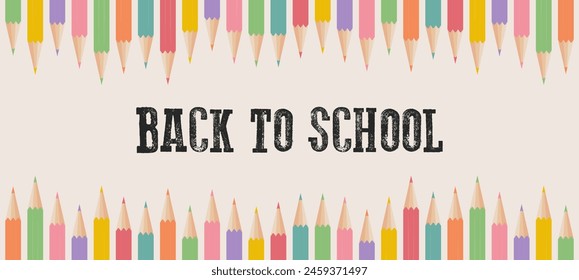 Back to school background with colored pencils. Vector illustration.