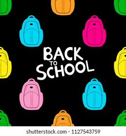 Back to school background with colorful backpacks. Vector illustration