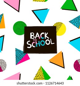 Back to school background with colorful geometric figures. Vector illustration