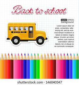 Back to school background with colorful pencils. Vector illustration.