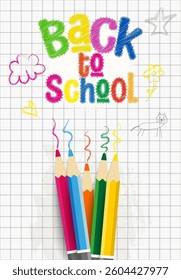Back to school background with colorful pencils