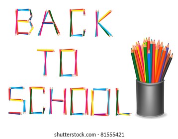Back to school. Background with colorful pencils. Vector.