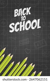 Back to school background. Concept of school blackboard with chalk sketches. Vector illustration.