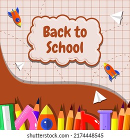 back to school background concept with school supplies illustration