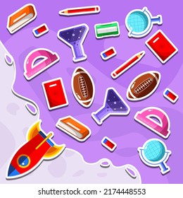 back to school background concept with school supplies illustration
