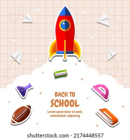 back to school background concept with school supplies illustration