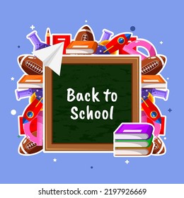 concepto de antecedentes escolares con ilustración de suministros escolares
