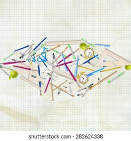 Back to school background created from school supplies. EPS 10 vector file included