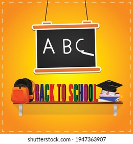 Back to school background with creative school elements with blackboard