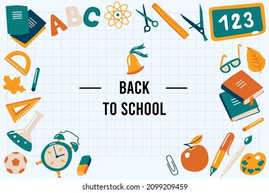 back to school background design in flat style