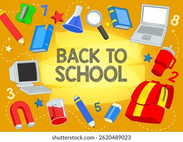 Back to School Background Design in Retro Cartoon Style