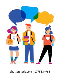 Back to school background, diversity concept for children - schoolboys and schoolgirls of different ethnicities standing together