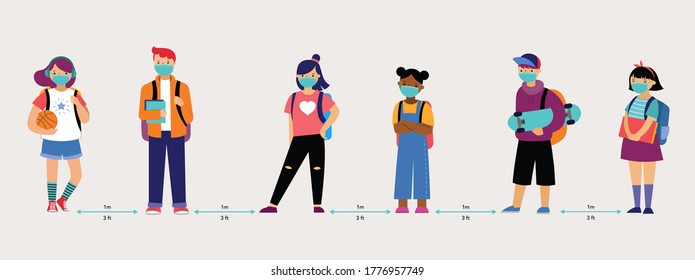 Back to school background, diversity concept for children - schoolboys and schoolgirls of different ethnicities standing together