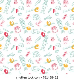 Back to school background in doodle style