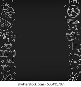 Back to school background. Doodles on a blackboard. Vector illustration