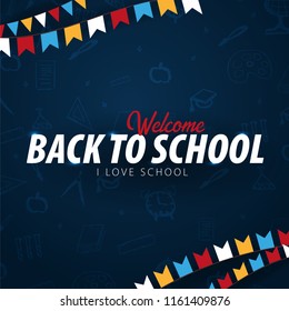 Back to School background. Education banner. Vector illustration