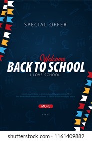 Back to School background. Education banner. Vector illustration