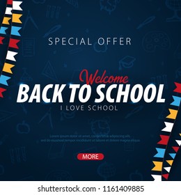 Back to School background. Education banner. Vector illustration