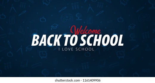 Back to School background. Education banner. Vector illustration