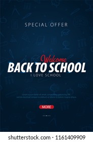 Back to School background. Education banner. Vector illustration
