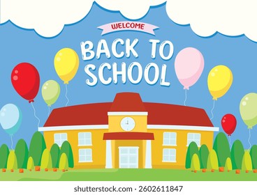 Back to school background. Education banner, poster design. Student template with school supplies. 