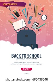Back to School background. Education banner. Vector illustration