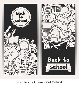 Back to school background with education hand drawn doodles.