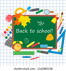 Back to school - background with education icons. vector illustration.