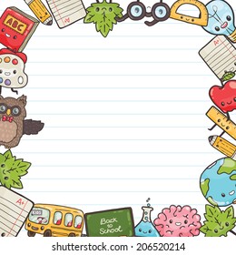 back to school - background with education icons and owl