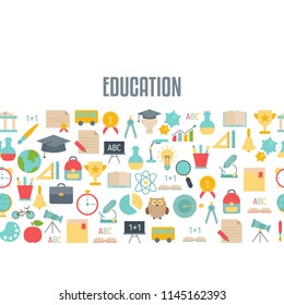 Back to school background with education, school and university icons.