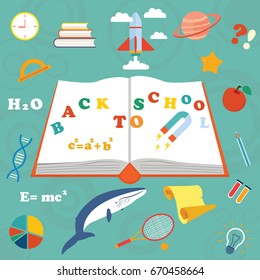 Back to school background with elements ant text