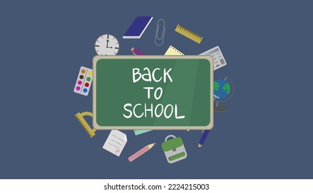 Back to school background with school elements. Vector illustration for cards, posters, flyers, webs.