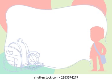 Back to School Background with equipment silhouettes, Schoolchildren, and Copy Space Area. Suitable to place on content with that theme.