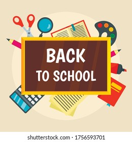 Back to school background. Flat illustration of back to school vector background for web design