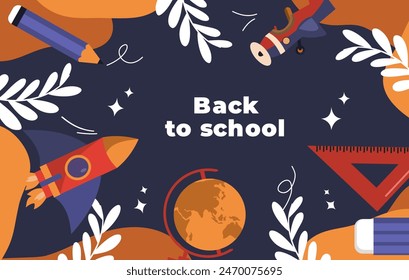 Back to school background flat illustration 