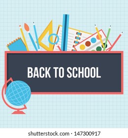 Back to school background - flat style